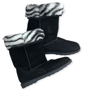 Melrose Ave Kids Renee Suede Faux Fur Lined Boots Classic Short Black